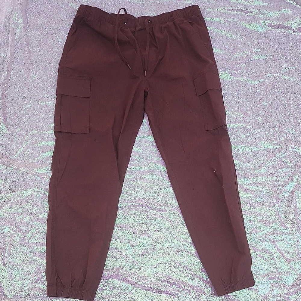 Hurley Brown Cargo Jogger Pants with Elastic Waistband Multi-Pocket NWT!! XXL
